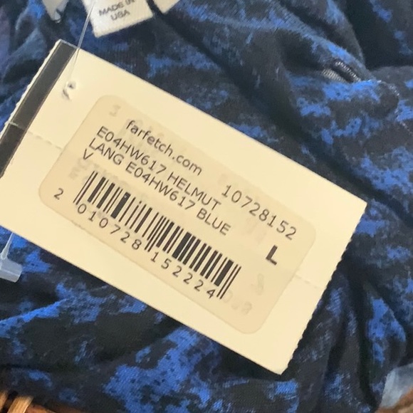 Helmet Lang Sleeveless Low Draped Back Shirt-Black & Blue- L- NWT - Picture 7 of 10